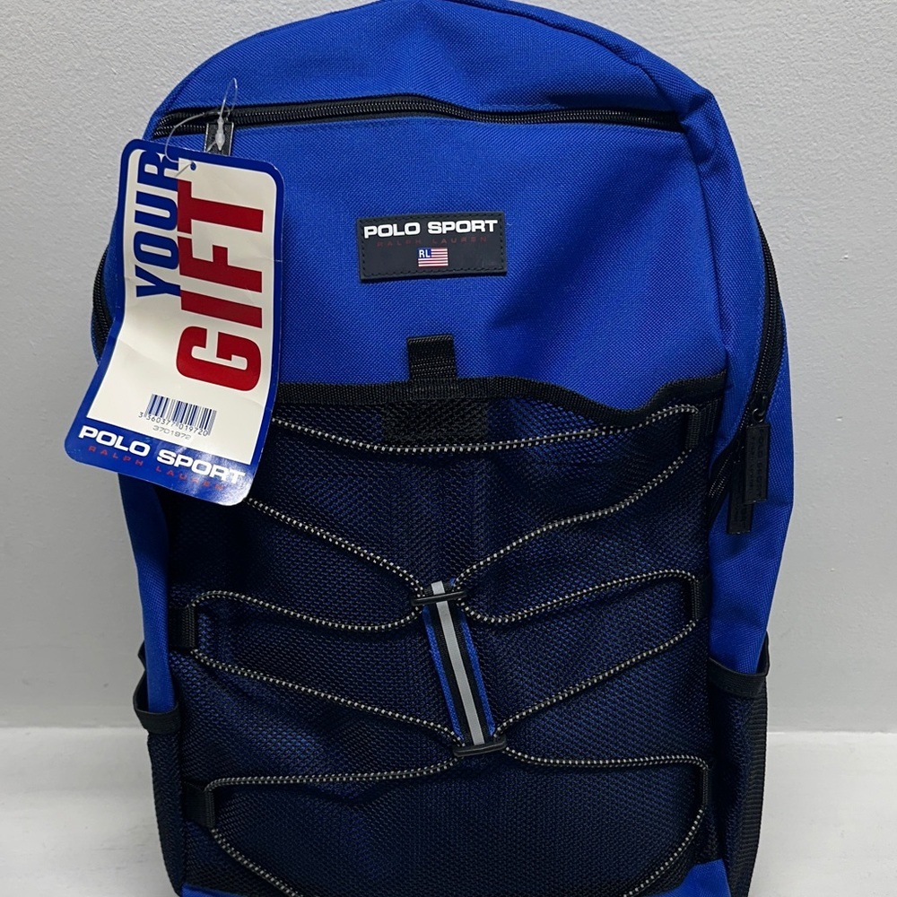 Vintage 1990s Polo Sport Ralph Lauren Backpack Deadstock 90's Blue Black New NWT - Picture 2 of 9